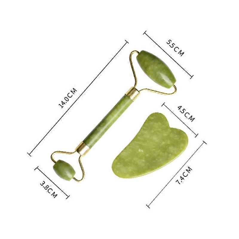 2pcs Massager Guasha Facial Jade Roller Face Lift Body GuaSha Board Tool Set New
