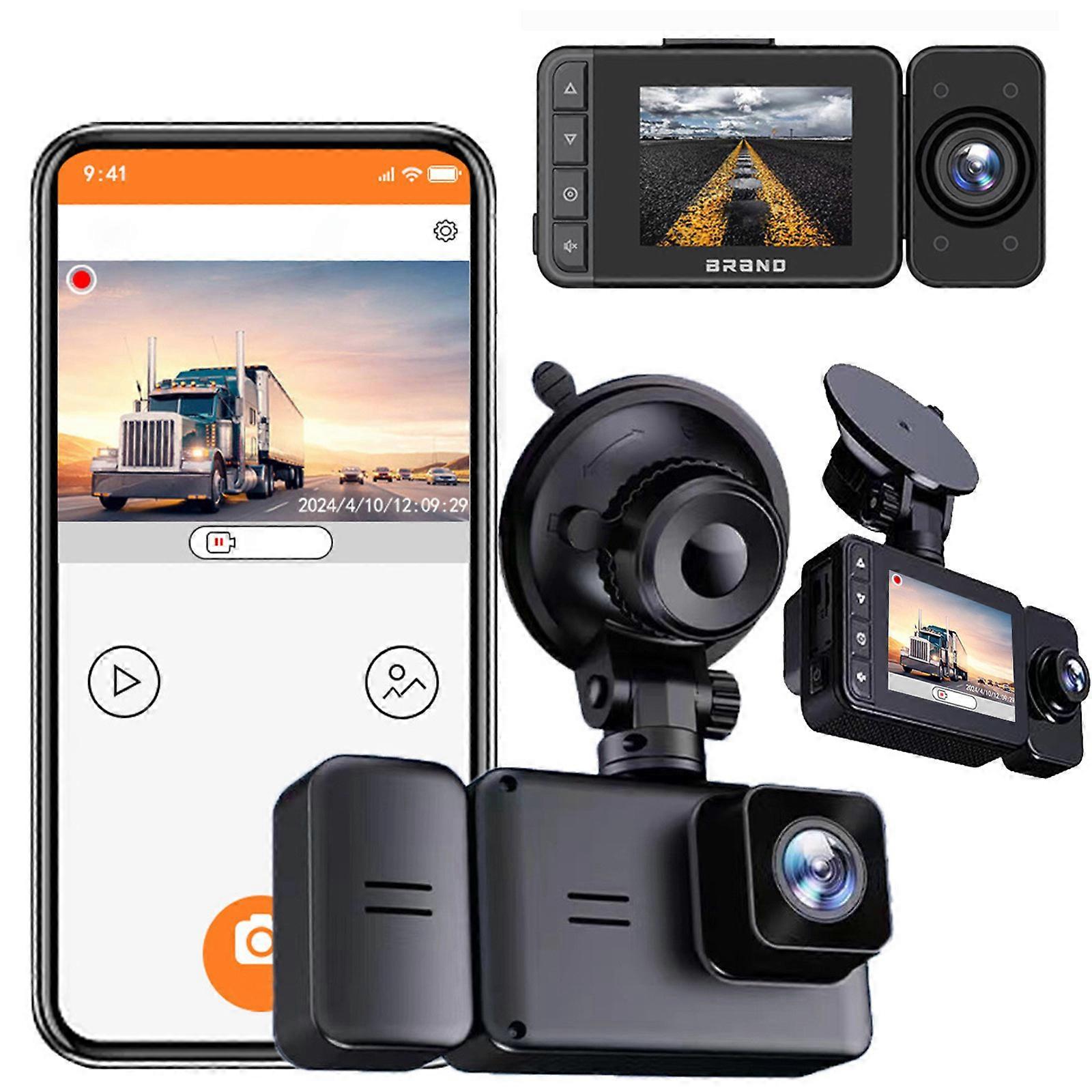 Dash Cam With WiFi 1080P FHD Car Driving Recorder Front And Inside Two Lens Car Cameras HD Infrared Night Vision/G Sensor/Loop Recording/APP Remote Mo