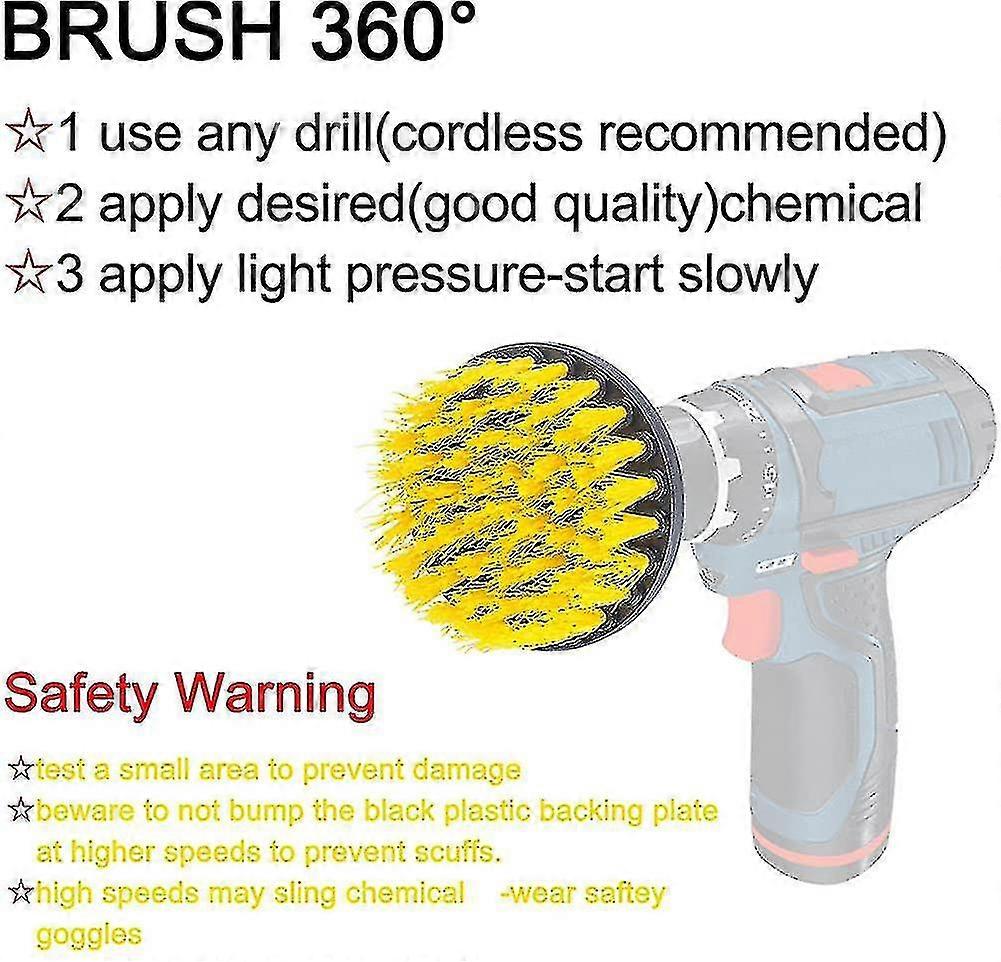 3 Piece Medium And Stiff Brush With Drill Attachment Scrubbing Brushes