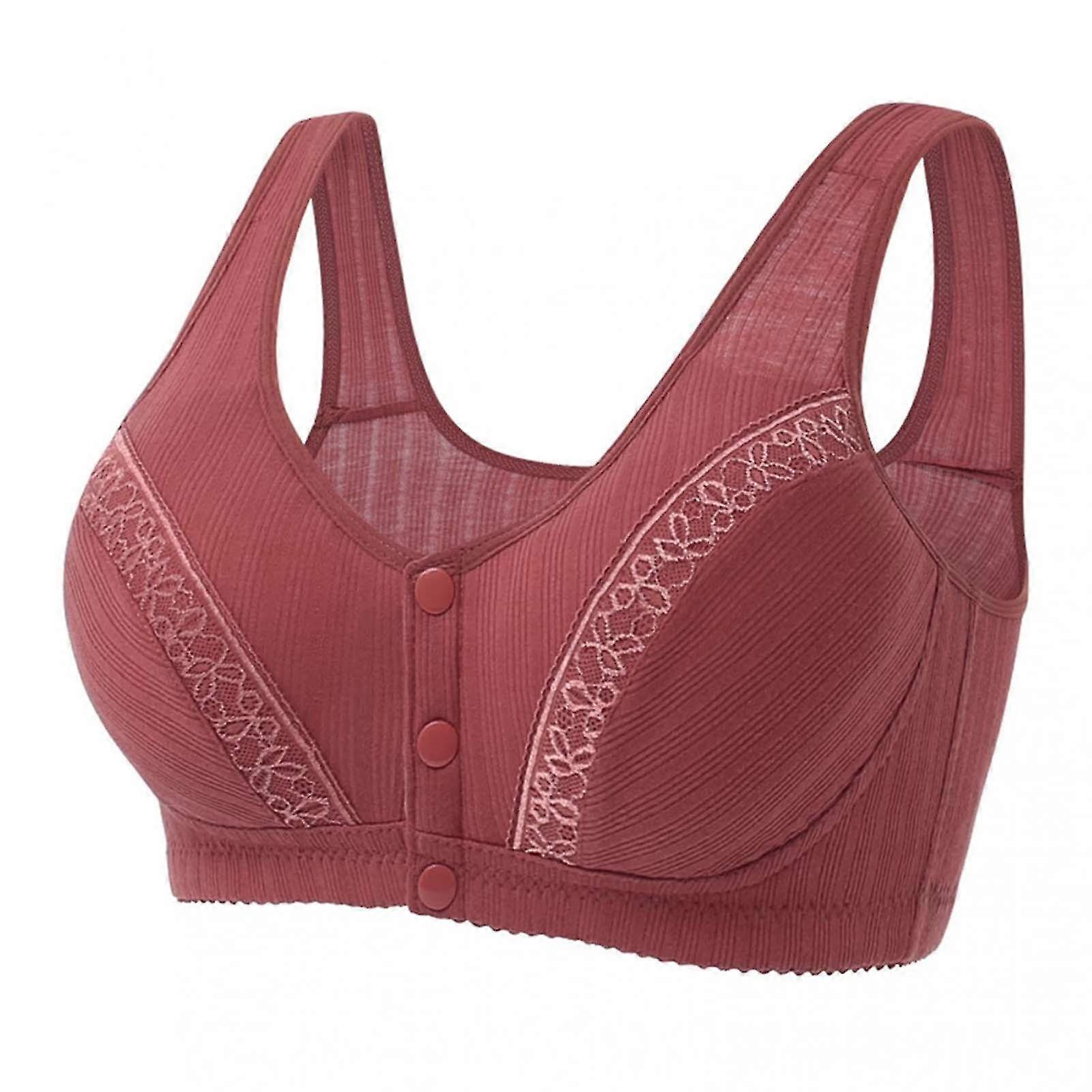 Women's Plus Size Bra,casual Sexy Lace Front Button Shaping Cup Shoulder Strap Underwire Bra Plus Size Extra-elastic Wirefree