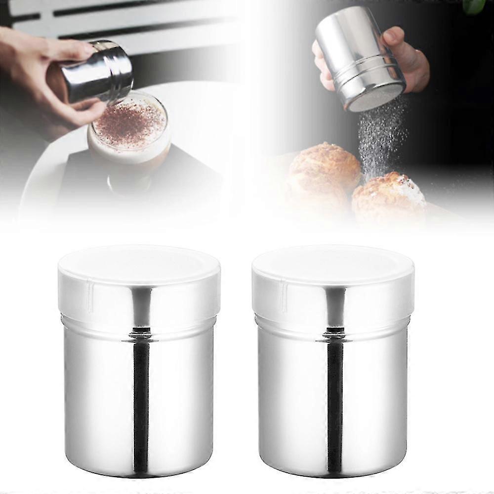 2 Pcs Stainless Steel Chocolate Shaker Duster Dredgers Sprinkler Icing Sugar Cocoa Flour Coffee Mesh Sifter