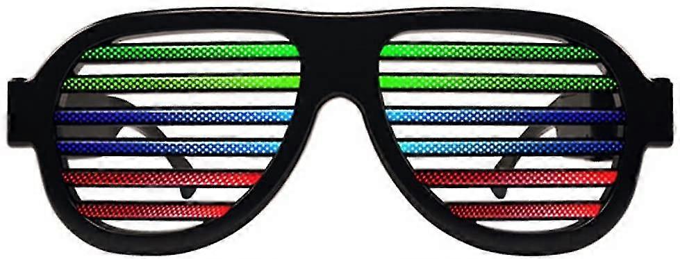 New Light Up Shutter Glasses- Sound Reactive - Usb Rechargeable Rave Glasses - Black