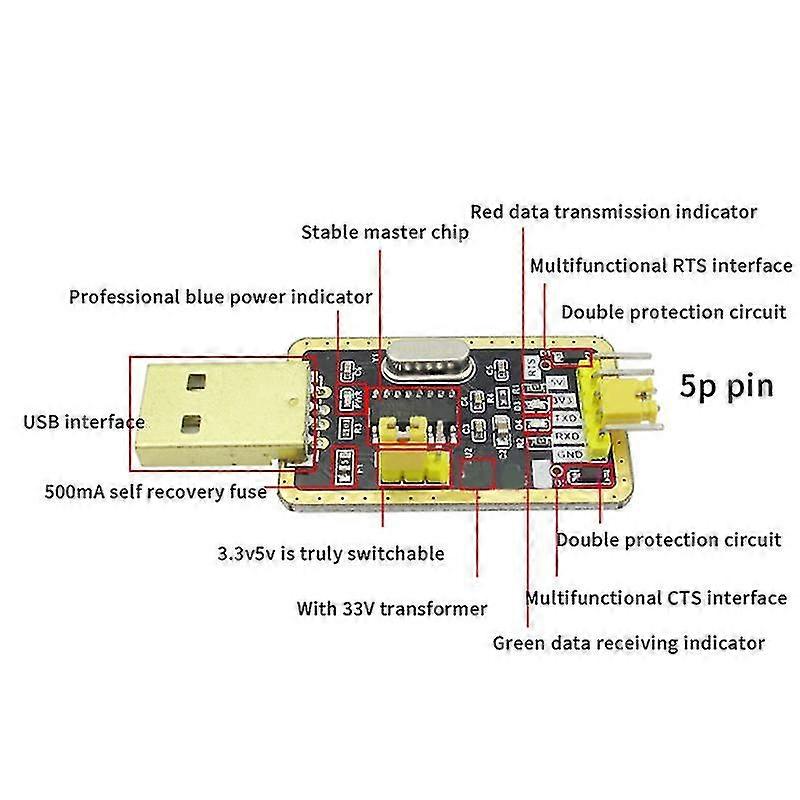 1 Ch340g Rs232L USB to TTL module to serial port Zhongjiu upgrade small board ttl