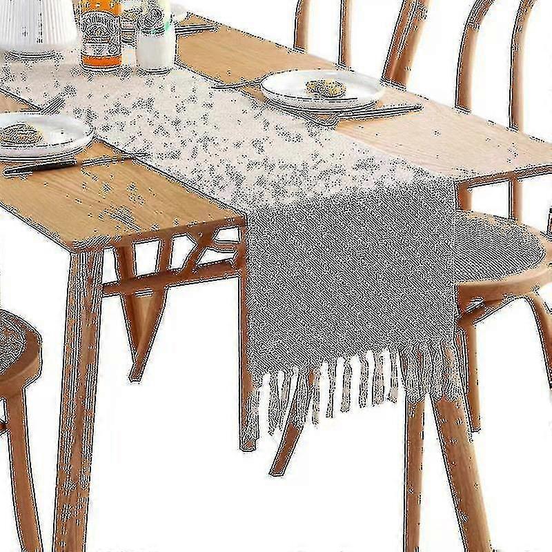 Cotton Linen Table Runner With Handmade Fringe Rustic Table Runners Burlap