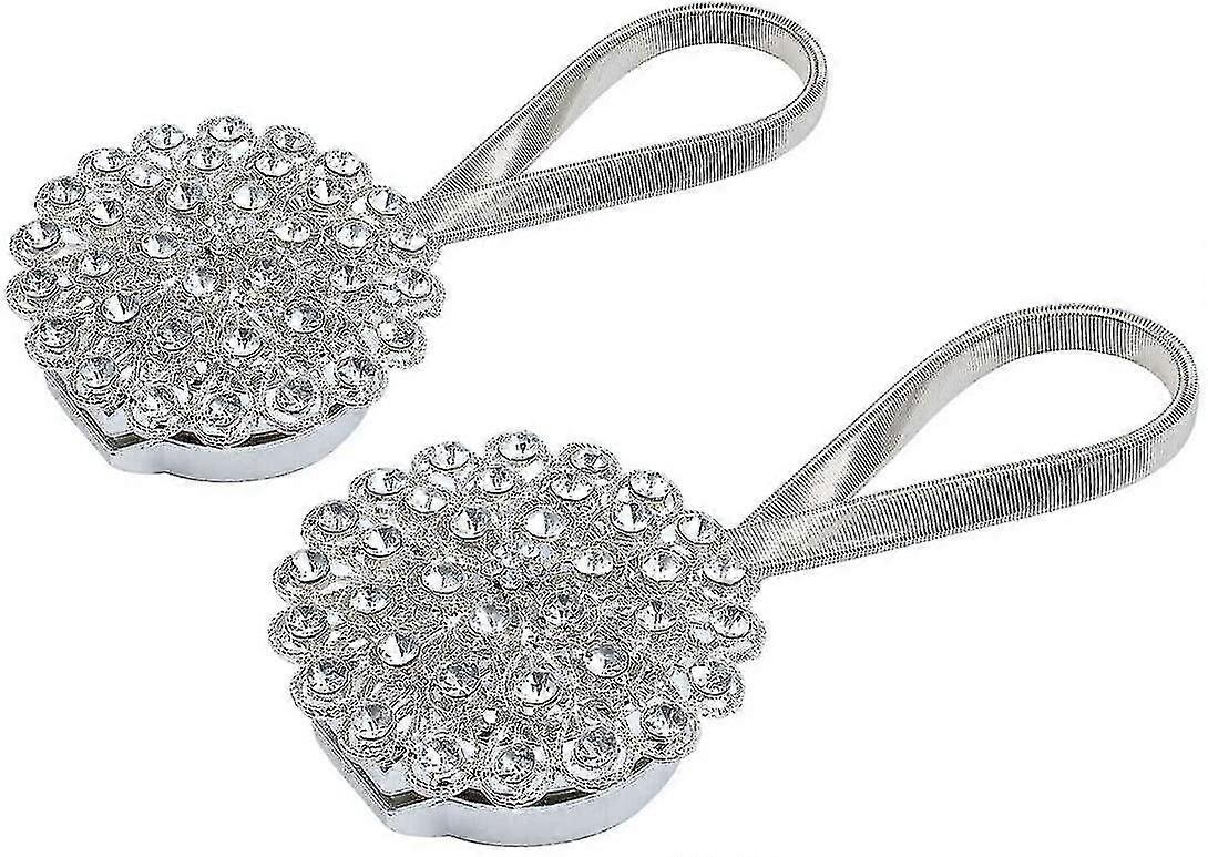 2er-Pack magnetische Vorhang-Raffhalter, funkelnder Kristallblumen-Vorhang-Raffhalter
