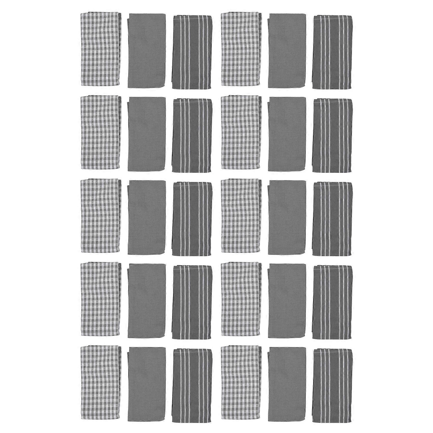 Torchons de cuisine classiques, 100% coton naturel, lavable en machine, 18 x 25 pouces, paquet de 30, blanc avec gr