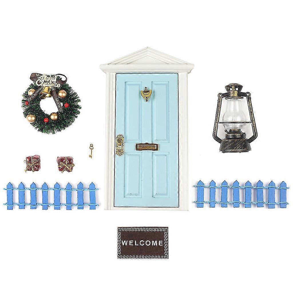 1/12 Dollhouse Christmas Scene Model Door Wreath Carpet Set Dollhouse Miniature Accessories Diy Mini Fairy Garden Decor