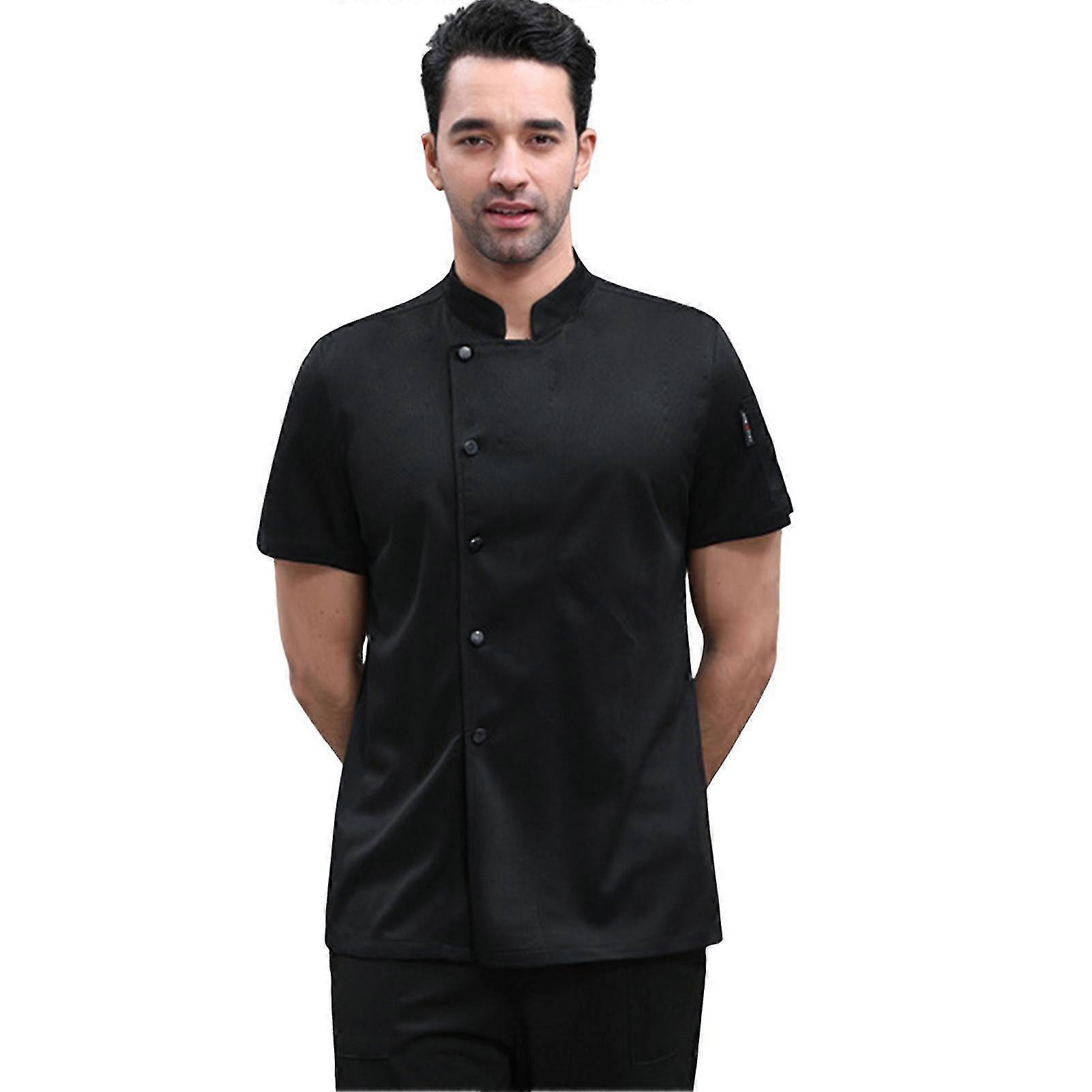 Hotel Chef Clothes Stand Collar Single Breasted Breathable Chef Shirt