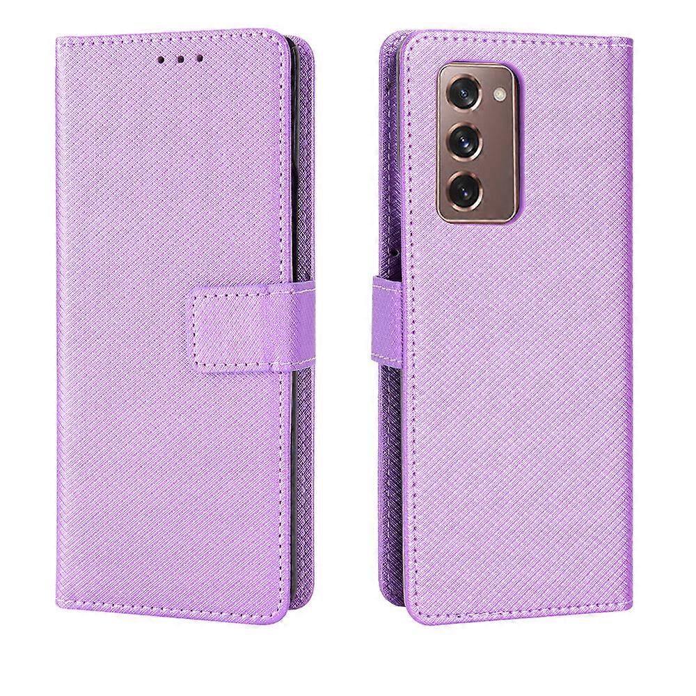 Compatible avec Samsung Galaxy Z Fold2 5G Étui portefeuille Motif diamant Housse en cuir PU avec fentes pour cartes à fermeture magnétique