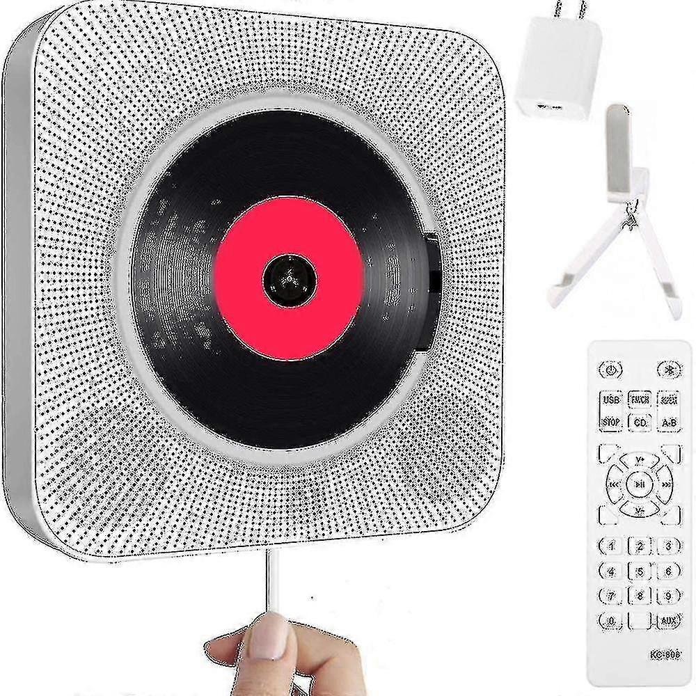 Portable Cd Player With Bluetooth - Wall Mountable Home Audio With Fm Radio And Remote Control Black