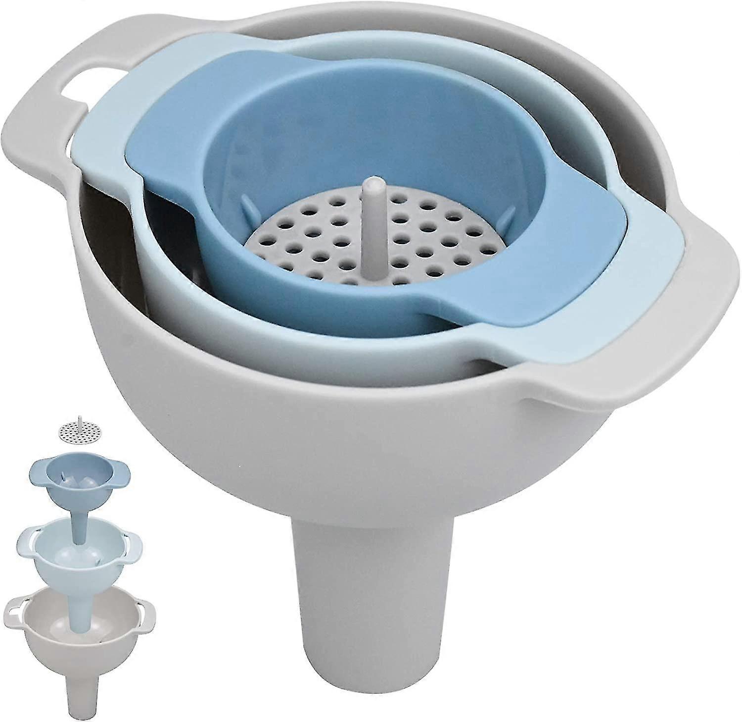 4 in 1 Multifunctional Kitchen Plastic Funnel with Removable Filter Filter