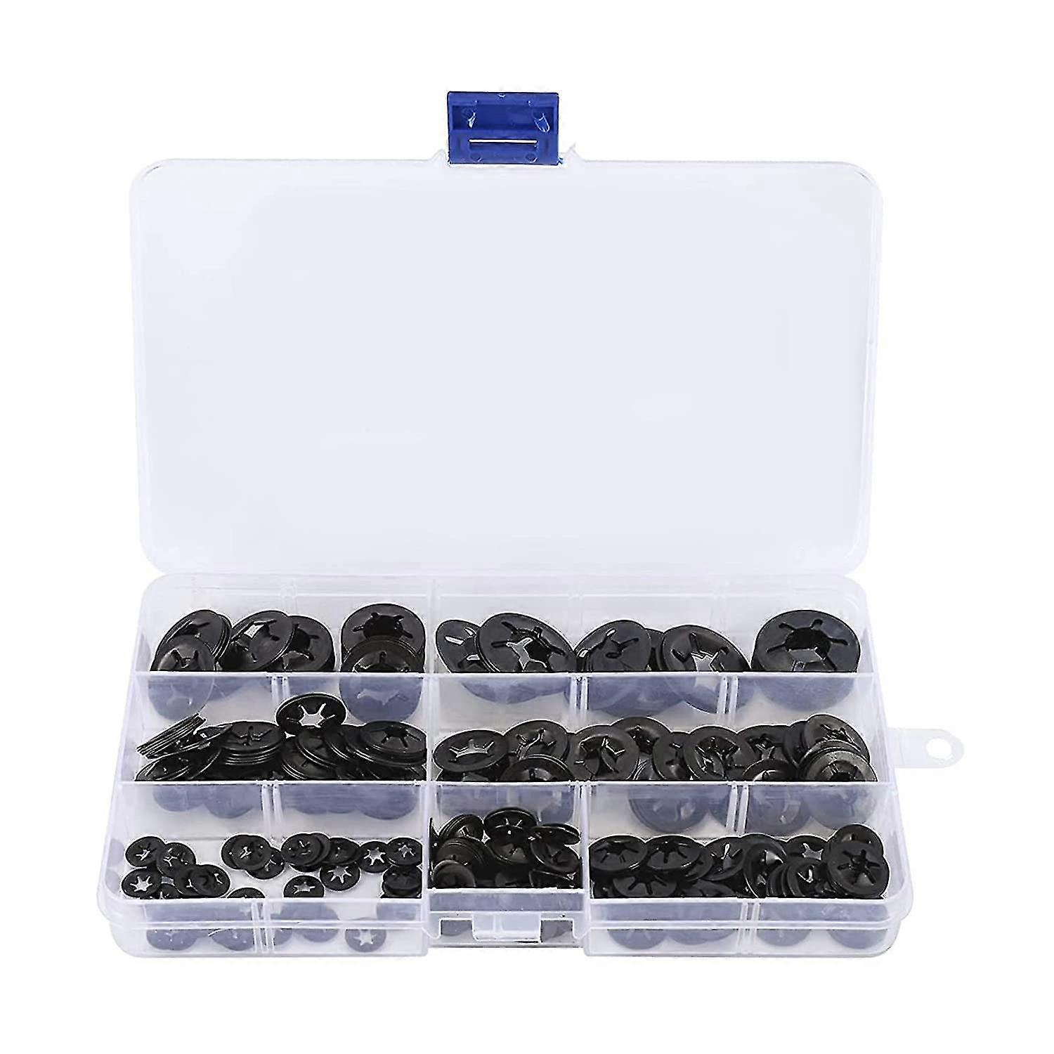 M3-m12 Washers, 280 Pcs Internal Star Locking Teeth Locking Washer Assortment Kit Black