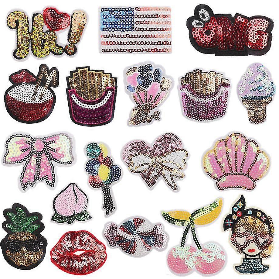 18 pcs/set Bow sequins embroidered cloth patch for women