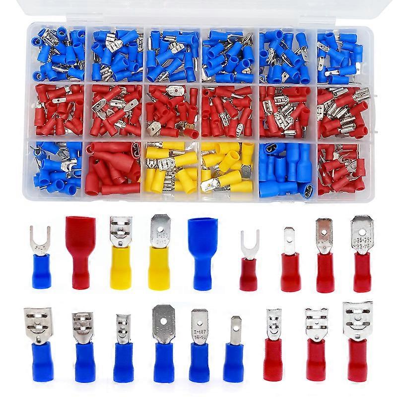 330pcs value Assorted Insulated Electrical Wire Terminals Crimp Connector Spade Butt Ring Fork