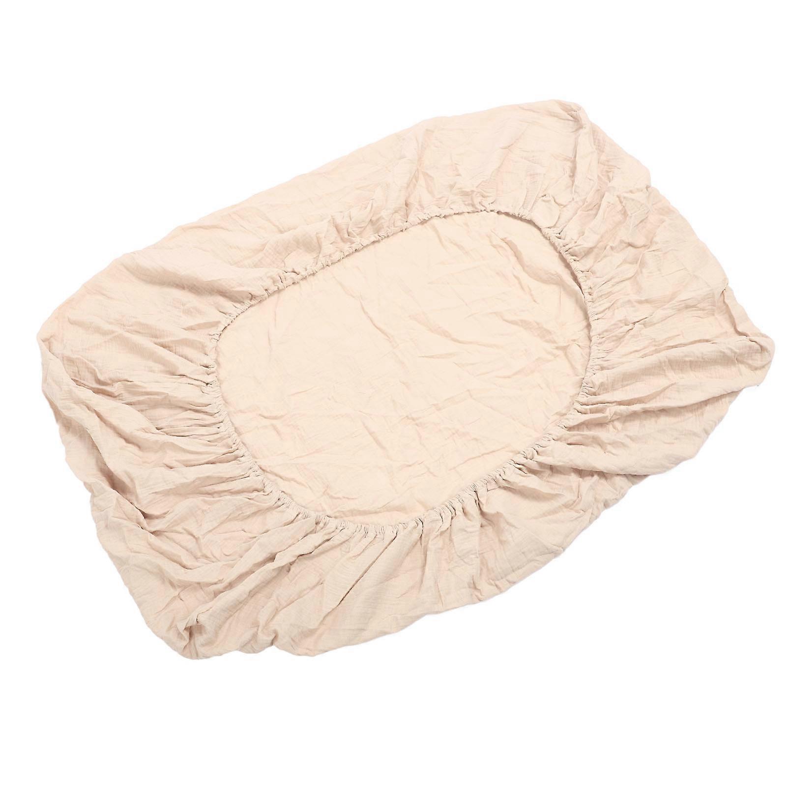Pure Cotton Crinkle Fitted Crib Sheet for Baby Toddler Bed Mattress Soft Breathable Comfortable Khaki