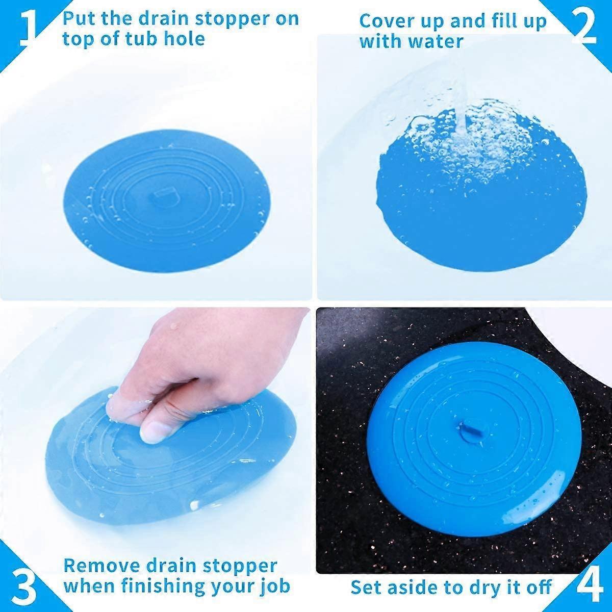 Bath Plugs Silicone Sink Stopper Kitchen Sink Stopper 15 CM Diameter for Kitchens, Bathrooms and Laundry Universal Drain Plug Stopper(2 pcs,blue)