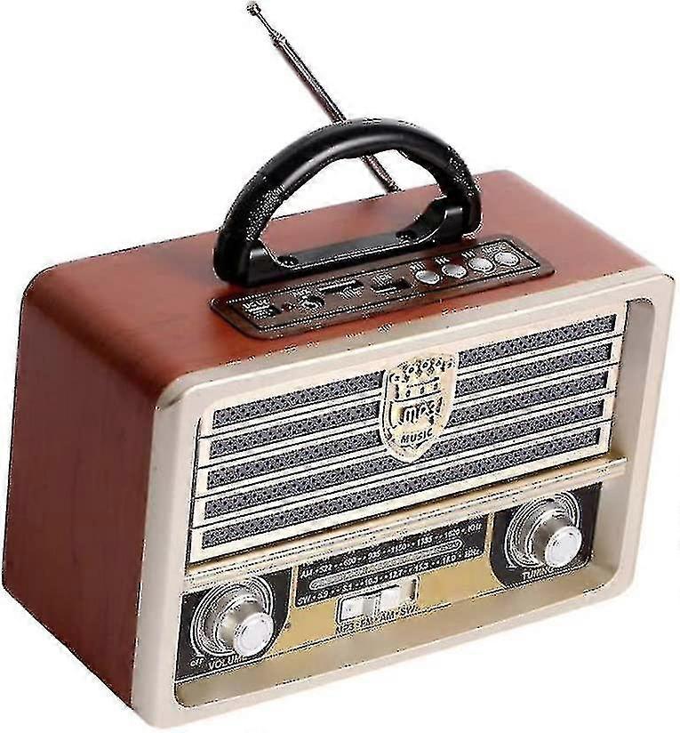 Radio rétro en bois, radio FM, lecteur CD, avec style à l’ancienne, basse forte, Mini Audio en plein air Volume fort TA