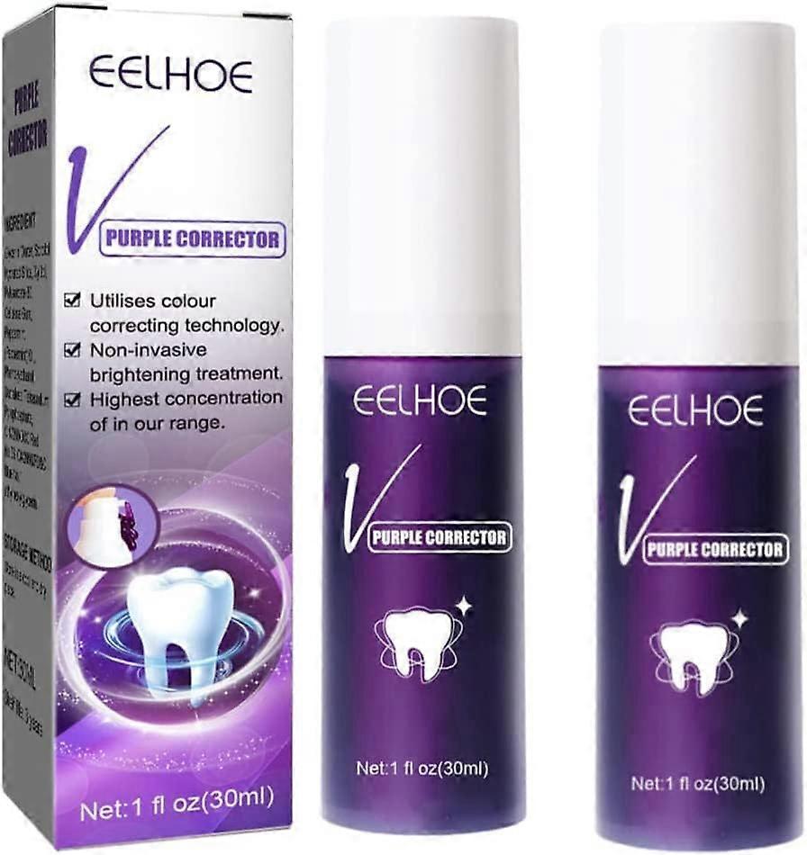 Purple Corrector Toothpaste for Teeth Whitening,2pcs V34 Colour Toothpaste,Teeth Colour Whitening Toothpaste,Corrector Whitening Toothpaste for Sensit