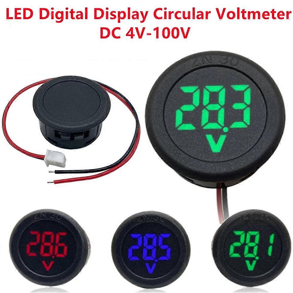 LED Digital Display Circular Two-wire Voltmeter DC 5-100V DC Digital Voltmeter Head Display Reverse Connection Protection