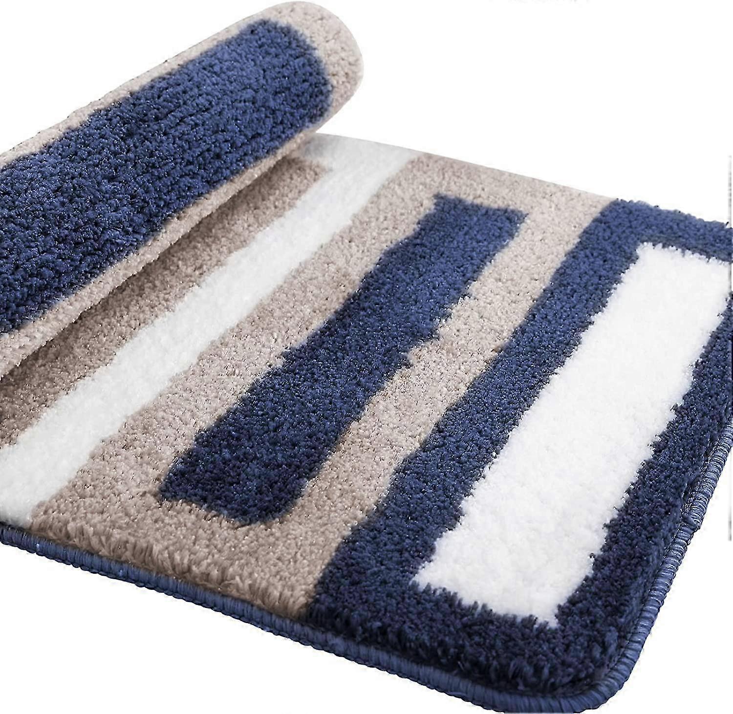 Tapis de bain antidérapant Tapis de cuisine en microfibre douce et moelleuse, séchage rapide, absorbant l’eau, lavable en machine - 40 x 60cm (bleu)