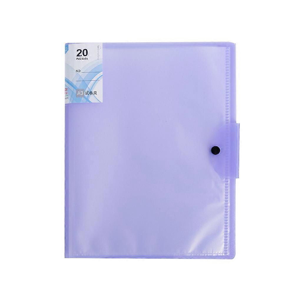 20 Pages Transparent File Folder Examination Paper Storage Clip for A3 Report Display Cover Organizer Binder (Purple)
