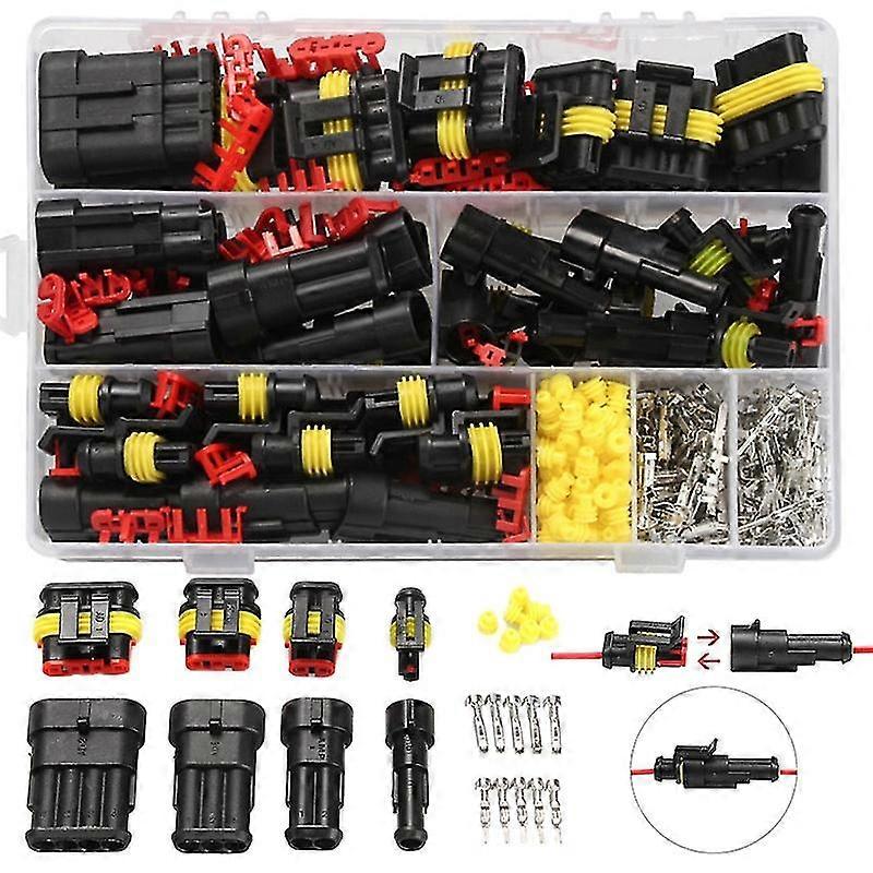 352pcs HID防水コネクタ1/2/3/4ピン26セット車の電線コネクタプラグトラックハーネス300V 12A