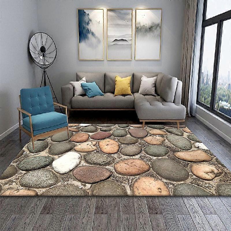 3D Stone Beach Pebbles Area Rug for Living Room Anti-slip Bedroom Sofa ...
