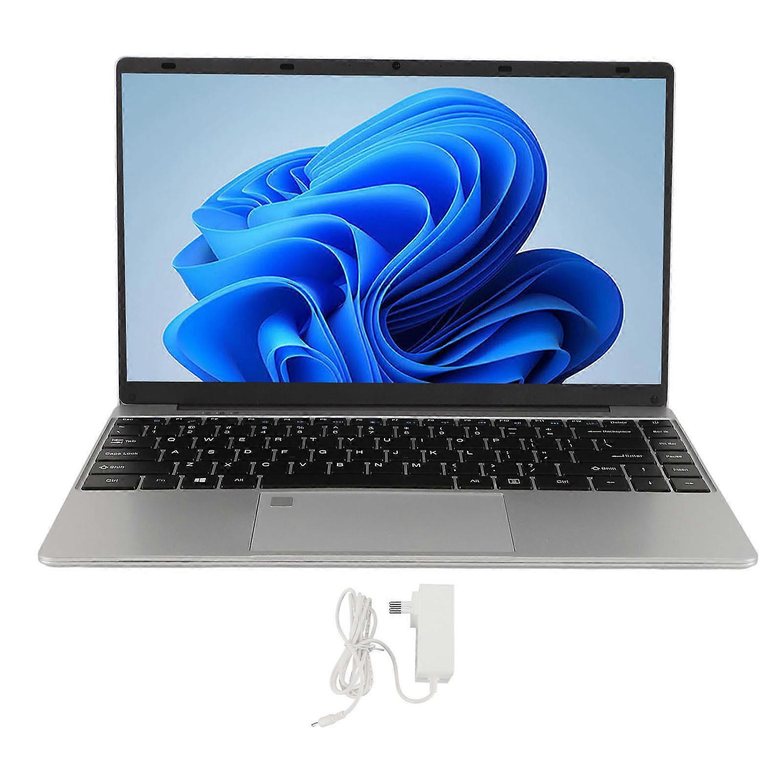14.1 Inch FHD Laptop for Win 11 N5105 Processor Ultra Thin Lightweight Mini HD Multimedia Interface 2MP Webcam Notebook US Plug 100‑240V 12GB+512GB