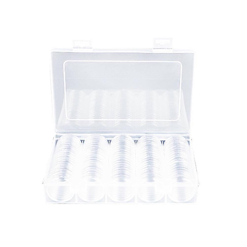 100 Pieces 27mm Coin Capsules Round Plastic Coin Holder Case with Storage Organizer Box for Coins Storage Collection
