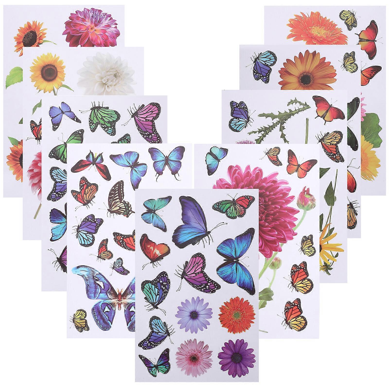 1 Sheet of Colorful Butterfly Window Clings Window Decals Glass Static Butterfly Flower Cling Stickers Decors