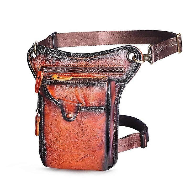 Toppkvalitet Äkta Äkta Läder Kohud Herr Vintage Messenger Utomhus Löpning Vandring Midjepaket Ben Drop Väska 211-5