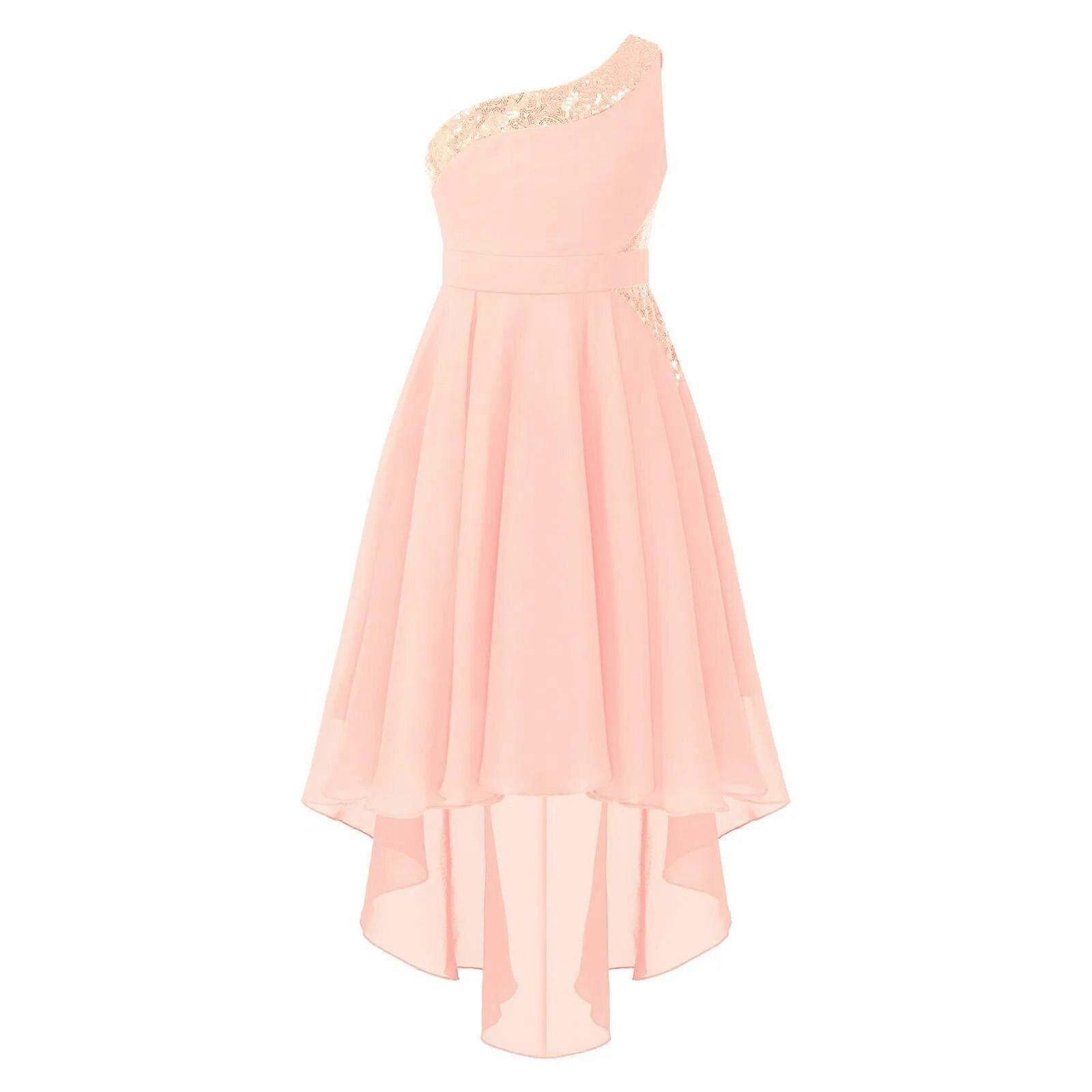 Kids Girls Lyrical Dance Costumes One Shoulder Chiffon Dress for