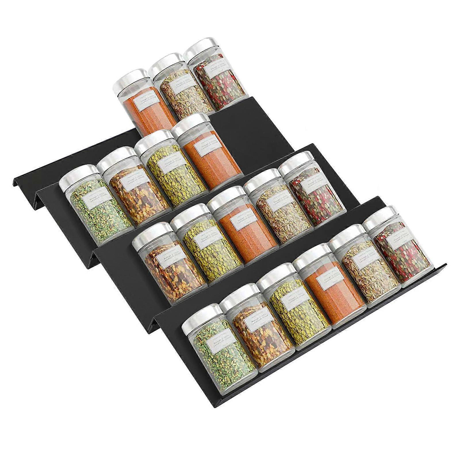 Crylic Spice Rack Tray Insert 4 Tier Spice Drawer Organizer for Kitchen Cabinets