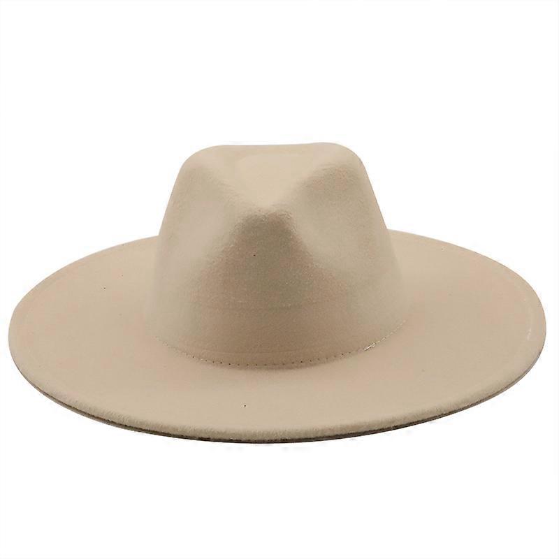Eenvoudige Britse stijl winter wol effen klassieke fedoras cap mannen vrouwen panama jazz hoed 9,5 cm brede rand grote fedoras