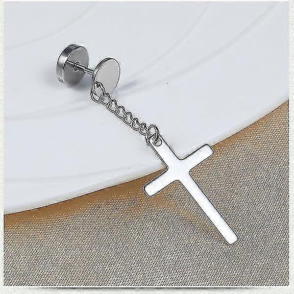 Cross Titanium Steel Earrings Silver