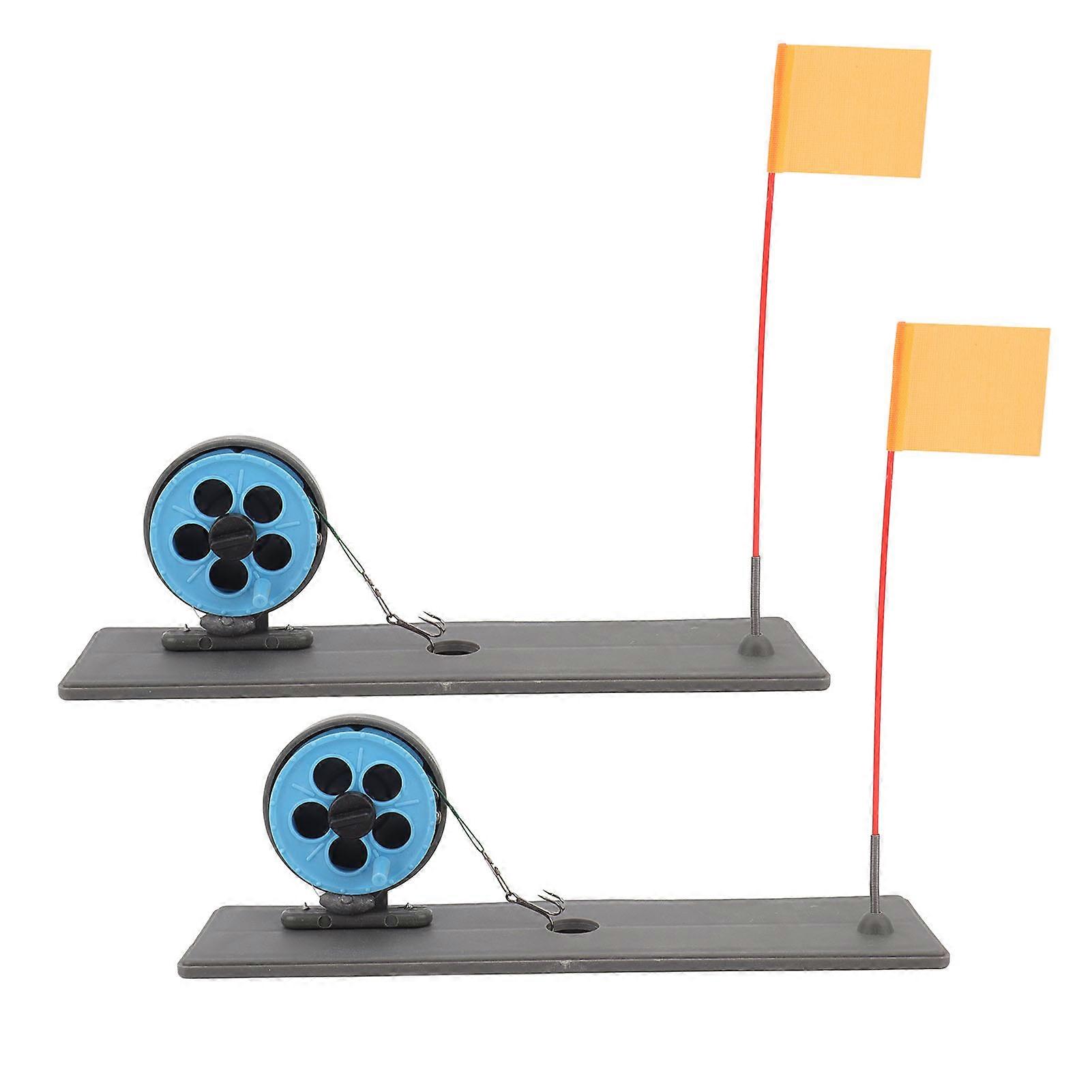 2pcs Ice Fishing Flag Marker Rod Automatic Floating Stable Portable Ice Fishing Rod Tip Up for Winter