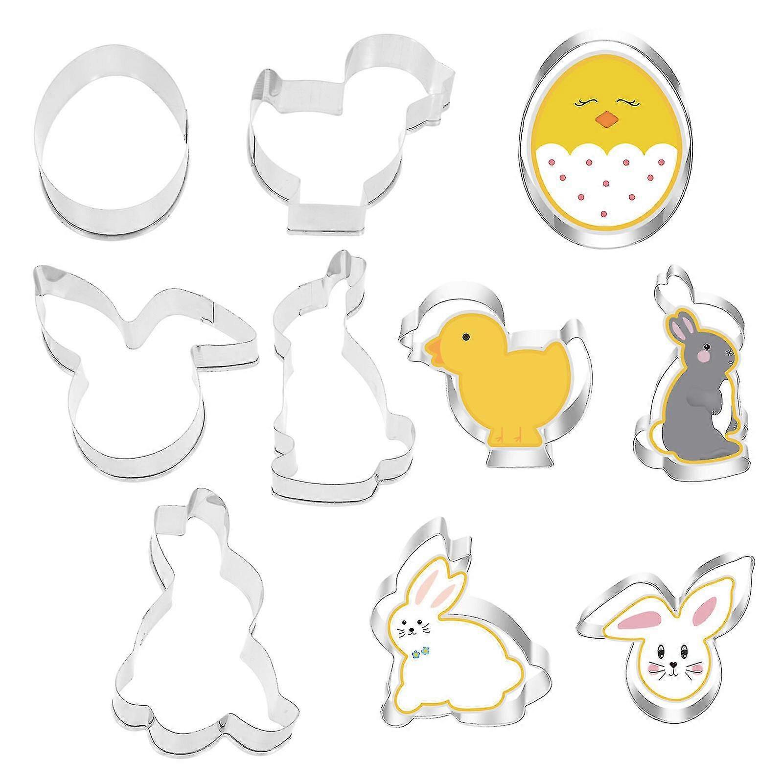 10pcs Easter Cookie Cutter Egg Bunny Chick Easter Cookie Cutter Molds Easter Party Favors