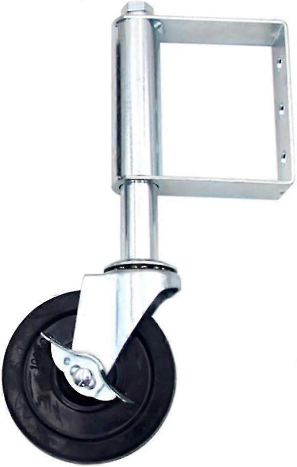 Spring Loaded Gate Caster - 10mm Universal Gate Wheel With Brake & 6 Hole Mounting Plate - Shock Absorption - Multi-Function Spring Loaded Swivel Whee