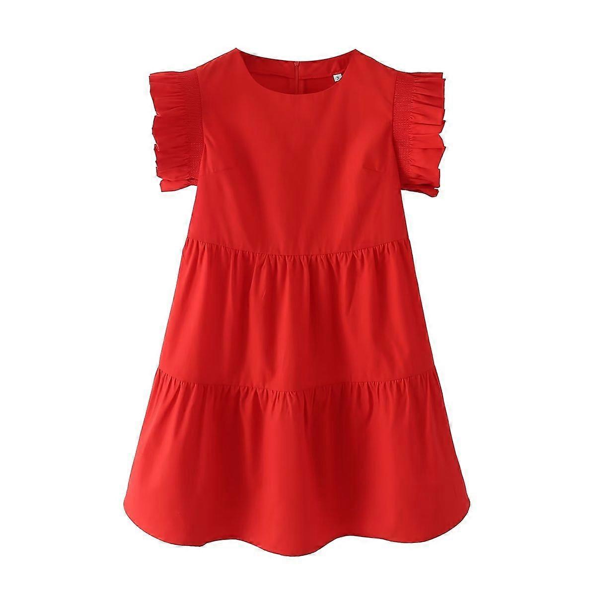 Red For Women Stitching Wide Swing