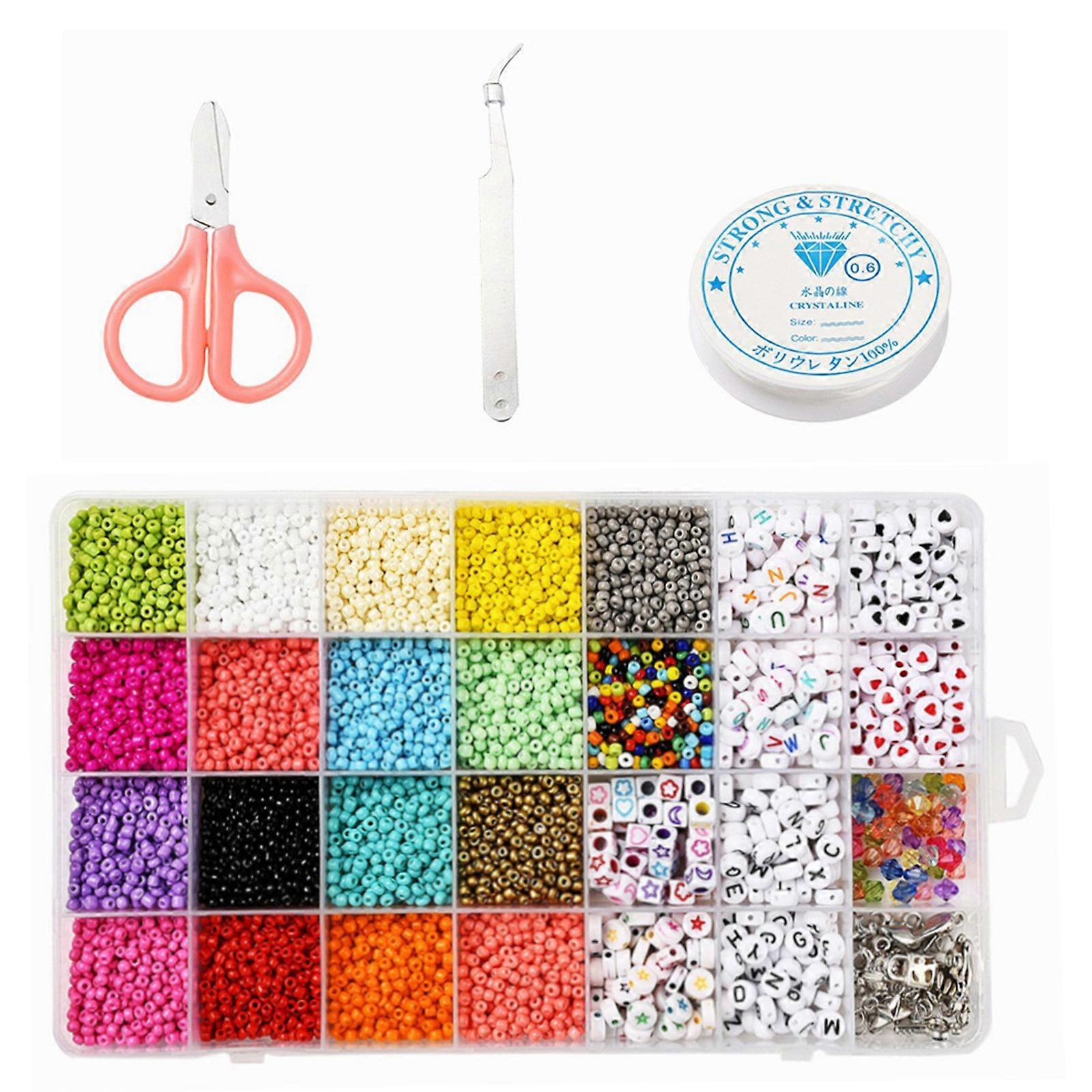 Soft Pottery Spacer Beads Kit with 2pc Hand Tools Elastic Thread Storage Box