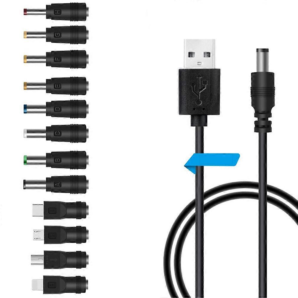 Besivo 8 In 1 Multifunctional Usb To Dc Power Cable With Interchangeable Plug Connectors Adapter For Camera Phone Laptop Mp3 Router