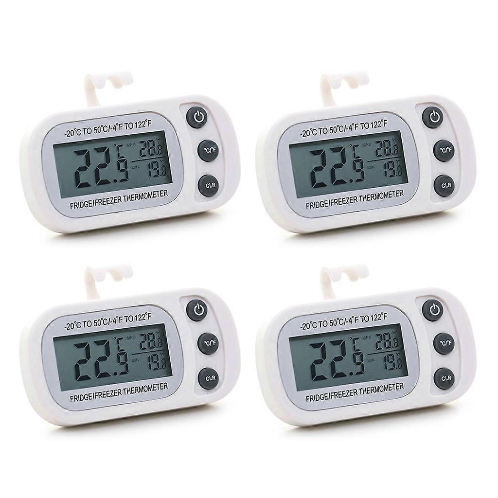4Pieces Waterproof Digital Refrigerator Thermometer Max/Min Record Function