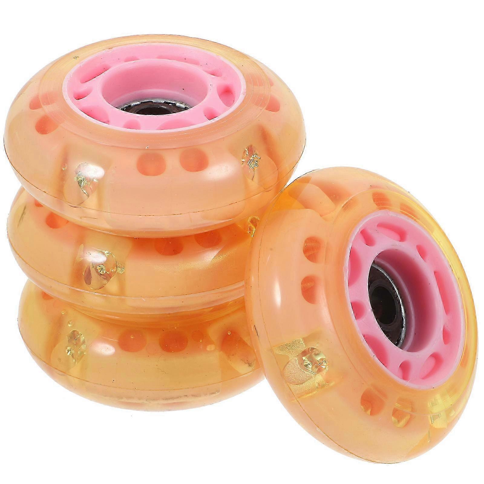 4pcs 64mm LED Skate Wheels Inline Roller Wheels for Outdoor Replacement (Random Color)