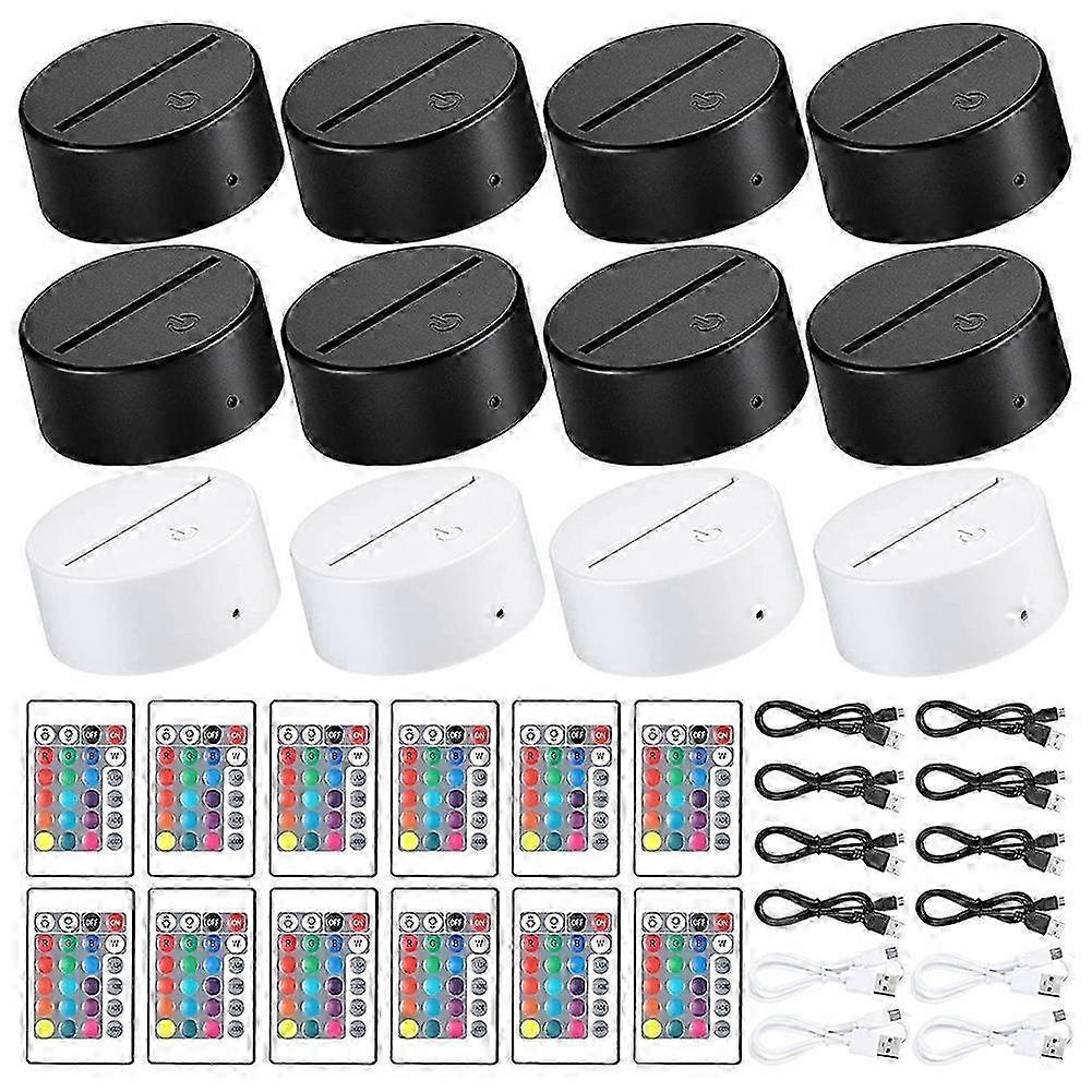 12パック3DナイトLEDライトランプベース16色LEDライトディスプレイベース、アクリル用リモコン付き