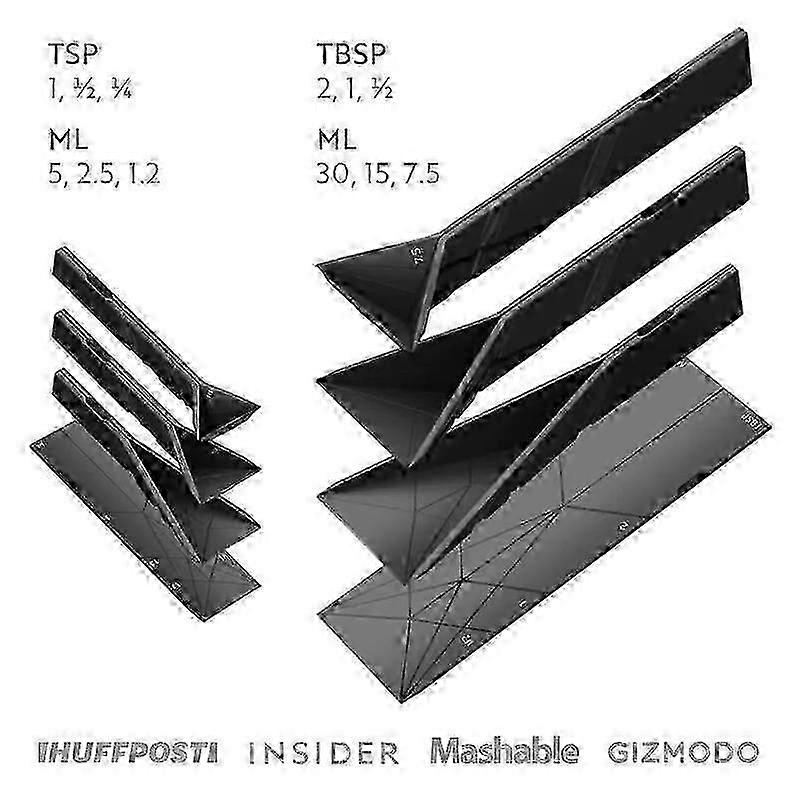 Polygons Flat 3-in-1 Measuring Spoons - 1/2 Spoons with 6 Different Sizes