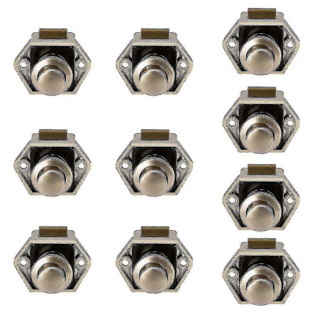 5/10pcs Mini Push Button Drawer Cupboard Door Catch Lock Caravan Motorhome Nickel Boat Lock Knob