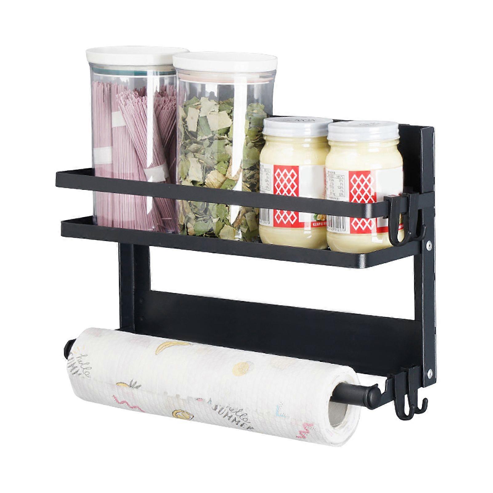 Magnetic Storage Rack Single/Double Layer Rustproof Corrosion Resistant Guardrail Design Spice Rack Storage Holder