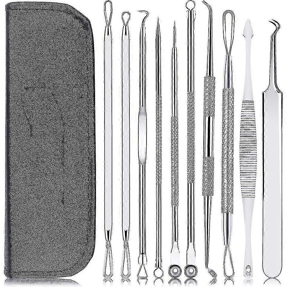 Blackhead Remover Pimple Tool Kit 10 Pcs, Comedone Pimple(silver)