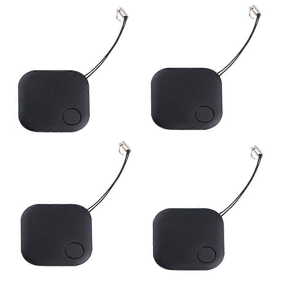 4Pcs Square Key Finder with Sling Rope, Self-Portable Anti-Lost/Theft Device by Phone Finder, Anything Item Locator Finder, Black