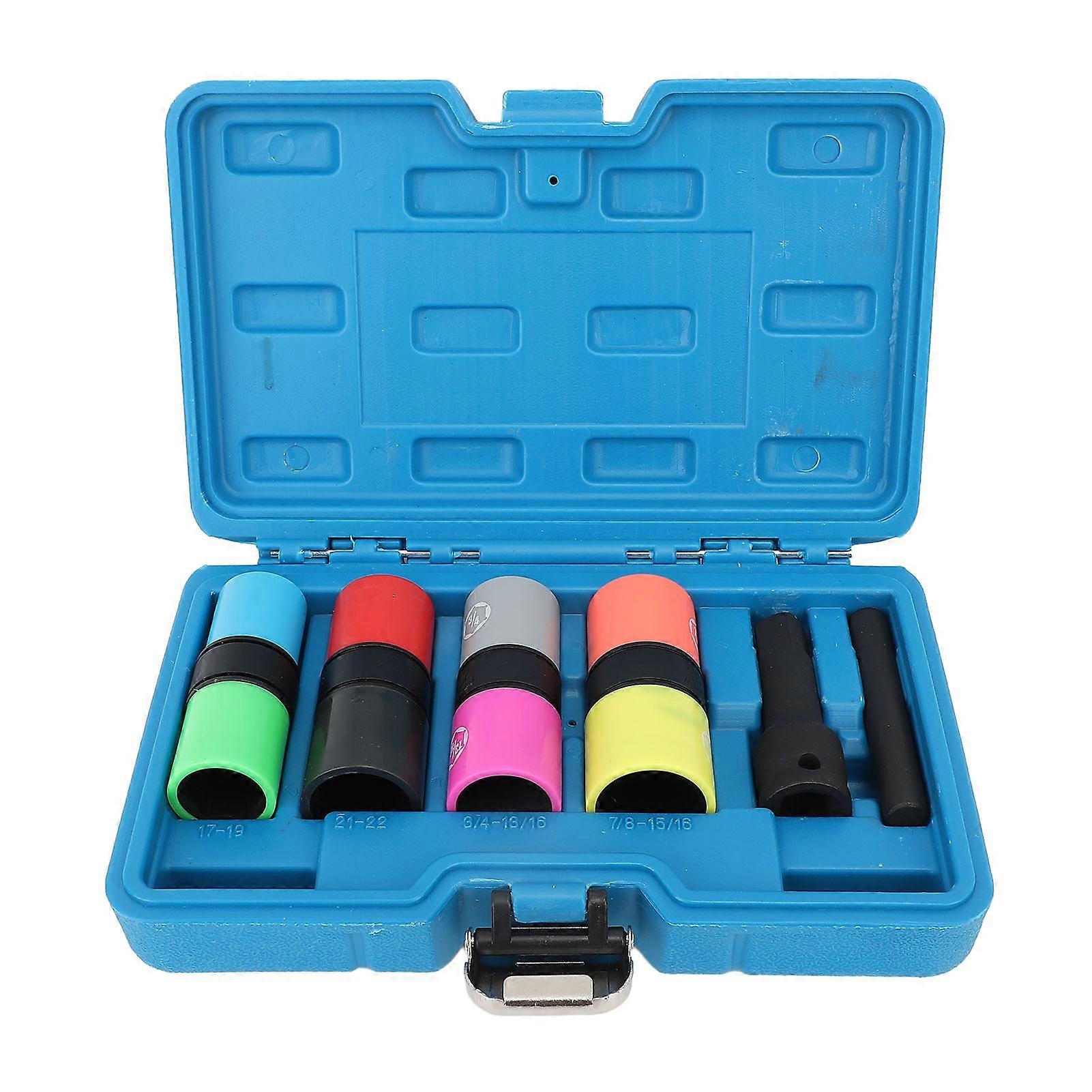 6PCS Lug Nut Socket Set 8 Size Thin Wall High Strength Impact Flip Socket Set for Most Cars